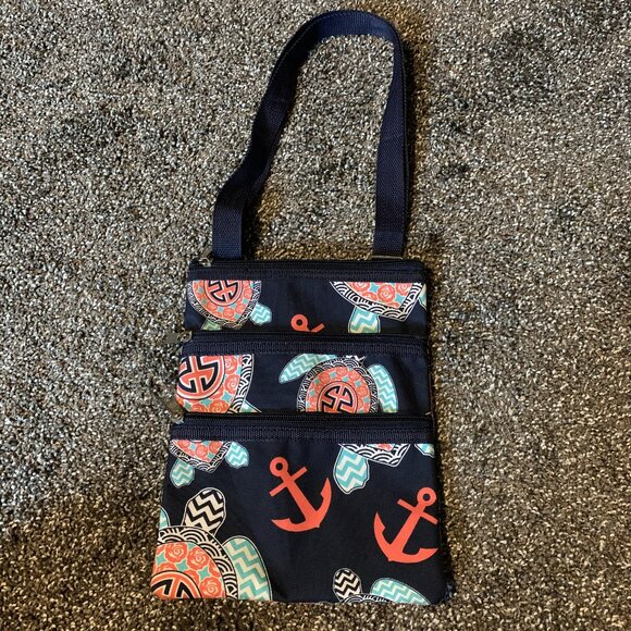Handbags - Unbranded Turtles & Anchors Navy Nylon Crossbody-Like New!